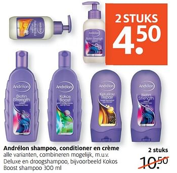 Aanbiedingen Andrélon shampoo, conditioner en crème - Andrelon - Geldig van 26/06/2017 tot 02/07/2017 bij Etos