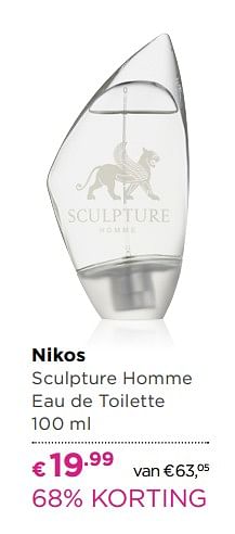 Aanbiedingen Nikos sculpture homme eau de toilette - Nikos - Geldig van 26/06/2017 tot 09/07/2017 bij Ici Paris XL