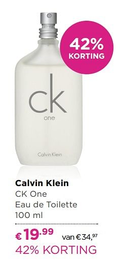 Aanbiedingen Calvin klein ck one eau de toilette - Calvin Klein - Geldig van 26/06/2017 tot 09/07/2017 bij Ici Paris XL