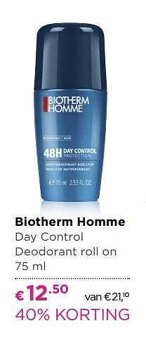 Aanbiedingen Biotherm homme day control deodorant roll on - Biotherm - Geldig van 26/06/2017 tot 09/07/2017 bij Ici Paris XL