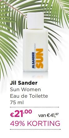 Aanbiedingen Jil sander sun women eau de toilette - Jil Sander - Geldig van 26/06/2017 tot 09/07/2017 bij Ici Paris XL