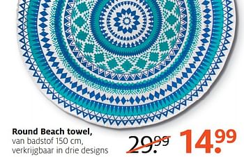 Aanbiedingen Round beach towel - Huismerk - Etos - Geldig van 26/06/2017 tot 02/07/2017 bij Etos