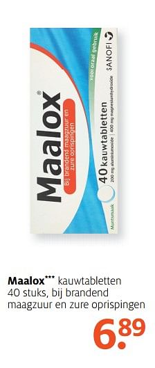 Aanbiedingen Maalox kauwtabletten - Maalox - Geldig van 26/06/2017 tot 02/07/2017 bij Etos