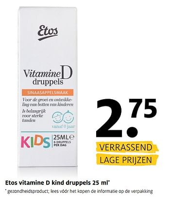 Aanbiedingen Etos vitamine d kind druppels - Huismerk - Etos - Geldig van 26/06/2017 tot 02/07/2017 bij Etos
