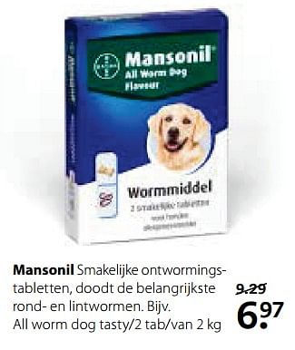 Aanbiedingen Mansonil all worm dog tasty - Mansonil - Geldig van 26/06/2017 tot 09/07/2017 bij Pets Place