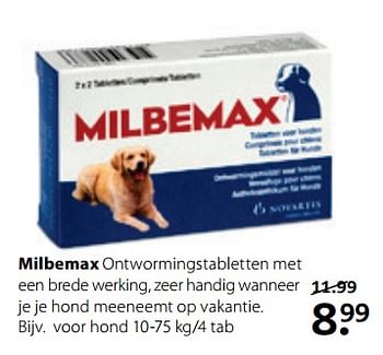 Aanbiedingen Milbemax voor hond - Milbemax - Geldig van 26/06/2017 tot 09/07/2017 bij Pets Place