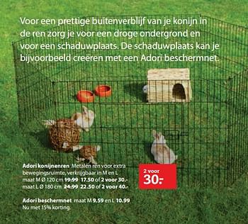Aanbiedingen Adori konijnenren - Adori - Geldig van 26/06/2017 tot 09/07/2017 bij Pets Place