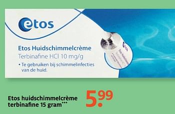 Aanbiedingen Etos huidschimmelcrème terbinafine - Huismerk - Etos - Geldig van 26/06/2017 tot 02/07/2017 bij Etos