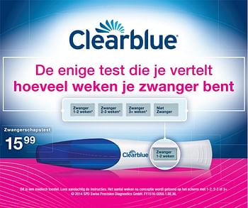 Aanbiedingen Zwangerschapstest - Clearblue - Geldig van 26/06/2017 tot 02/07/2017 bij Etos
