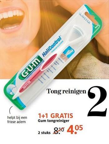 Aanbiedingen 1+1 gratis gum tongreiniger - GUM - Geldig van 26/06/2017 tot 02/07/2017 bij Etos