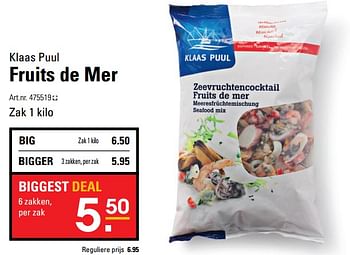 Aanbiedingen Klaas puul fruits de mer - Klaas Puul - Geldig van 26/06/2017 tot 10/07/2017 bij Sligro