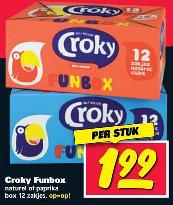 Aanbiedingen Croky funbox naturel of paprika - Croky - Geldig van 26/06/2017 tot 02/07/2017 bij Nettorama