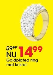 Aanbiedingen Goldplated ring met kristal - Huismerk - Lucardi - Geldig van 26/06/2017 tot 23/07/2017 bij Lucardi