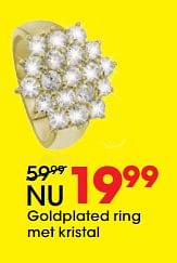 Aanbiedingen Goldplated ring met kristal - Huismerk - Lucardi - Geldig van 26/06/2017 tot 23/07/2017 bij Lucardi