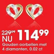 Aanbiedingen Gouden oorbellen met 4 diamanten, 0.02 ct - Huismerk - Lucardi - Geldig van 26/06/2017 tot 23/07/2017 bij Lucardi