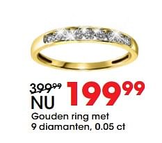 Aanbiedingen Gouden ring met 9 diamanten, 0.05 ct - Huismerk - Lucardi - Geldig van 26/06/2017 tot 23/07/2017 bij Lucardi