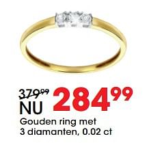 Aanbiedingen Gouden ring met 3 diamanten, 0.02 ct - Huismerk - Lucardi - Geldig van 26/06/2017 tot 23/07/2017 bij Lucardi