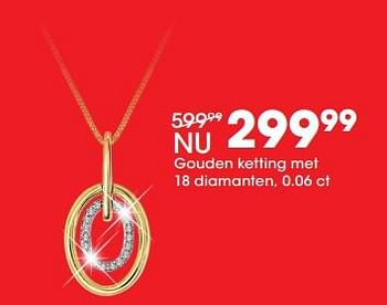 Aanbiedingen Gouden ketting met 18 diamanten, 0.06 ct - Huismerk - Lucardi - Geldig van 26/06/2017 tot 23/07/2017 bij Lucardi