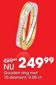 Aanbiedingen Gouden ring met 10 diamant, 0.05 ct - Huismerk - Lucardi - Geldig van 26/06/2017 tot 23/07/2017 bij Lucardi