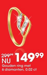 Aanbiedingen Gouden ring met 6 diamanten, 0.02 ct - Huismerk - Lucardi - Geldig van 26/06/2017 tot 23/07/2017 bij Lucardi