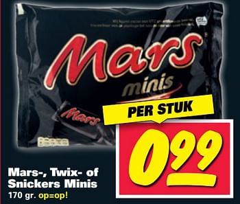 Aanbiedingen Mars-, twix- of snickers minis - Mars Snacks - Geldig van 26/06/2017 tot 02/07/2017 bij Nettorama