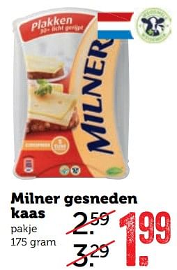 Aanbiedingen Milner gesneden kaas - Milner - Geldig van 26/06/2017 tot 02/07/2017 bij Coop