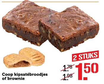 Aanbiedingen Coop kipsatébroodjes of brownie - Huismerk - Coop - Geldig van 26/06/2017 tot 02/07/2017 bij Coop
