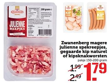 Aanbiedingen Zwanenberg magere julienne spekreepjes, gegaarde kip naturel of kipsknakworsten - Zwanenberg - Geldig van 26/06/2017 tot 02/07/2017 bij Coop