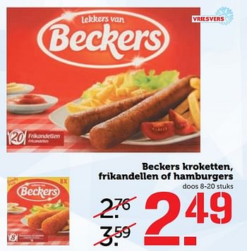 Aanbiedingen Beckers kroketten, frikandellen of hamburgers - Beckers - Geldig van 26/06/2017 tot 02/07/2017 bij Coop
