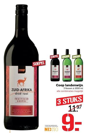 Aanbiedingen Coop landenwijn - Rode wijnen - Geldig van 26/06/2017 tot 02/07/2017 bij Coop