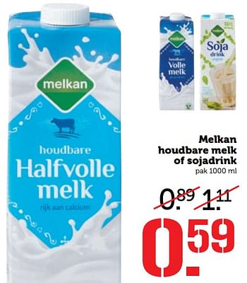 Aanbiedingen Melkan houdbare melk of sojadrink - Melkan - Geldig van 26/06/2017 tot 02/07/2017 bij Coop