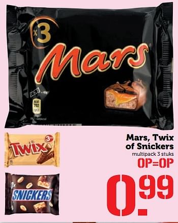 Aanbiedingen Mars, twix of snickers - Huismerk - Coop - Geldig van 26/06/2017 tot 02/07/2017 bij Coop