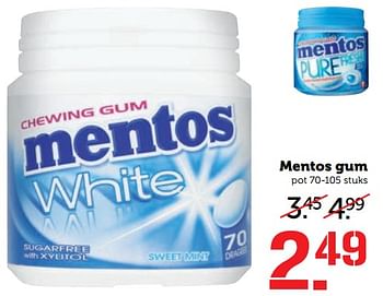 Aanbiedingen Mentos gum - Mentos - Geldig van 26/06/2017 tot 02/07/2017 bij Coop