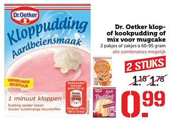 Aanbiedingen Dr. oetker klop of kookpudding of mix voor mugcake - Dr. Oetker - Geldig van 26/06/2017 tot 02/07/2017 bij Coop