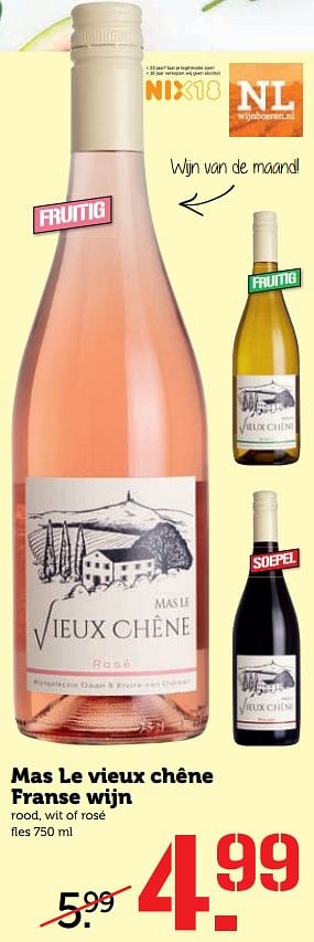 Aanbiedingen Mas le vieux chêne franse wijn - Rosé wijnen - Geldig van 26/06/2017 tot 02/07/2017 bij Coop