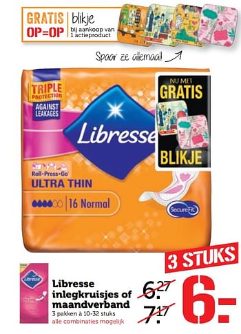 Aanbiedingen Libresse inlegkruisjes of maandverband - Libresse - Geldig van 26/06/2017 tot 02/07/2017 bij Coop