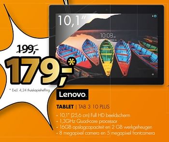 Aanbiedingen Lenovo tablet tab 3 10 plus - Lenovo - Geldig van 26/06/2017 tot 02/07/2017 bij Expert