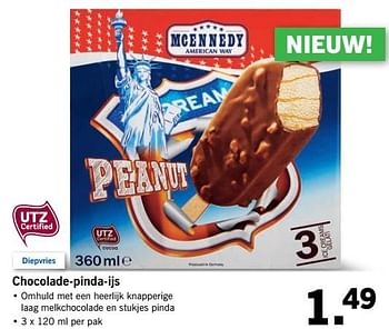 Aanbiedingen Chocolade-pinda-ijs - Mcennedy - Geldig van 26/06/2017 tot 02/07/2017 bij Lidl