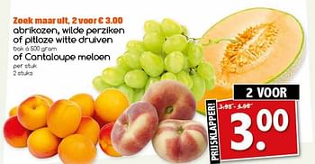 Aanbiedingen Abrikozen, wilde perziken of pitloze witte druiven of cantaloupe meloen - Huismerk - Agrimarkt - Geldig van 26/06/2017 tot 01/07/2017 bij Agrimarkt