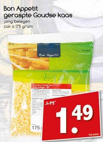 Aanbiedingen Bon appetit geraspte goudse kaas - Bon Appetit - Geldig van 26/06/2017 tot 01/07/2017 bij Agrimarkt