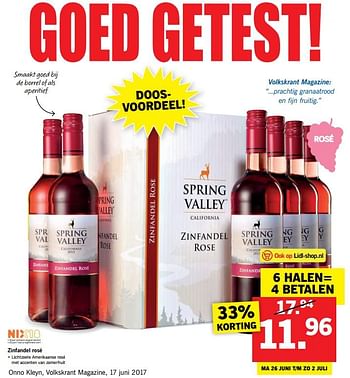 Aanbiedingen Zinfandel rosé - Rosé wijnen - Geldig van 26/06/2017 tot 02/07/2017 bij Lidl