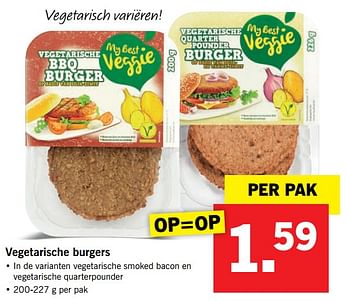 Aanbiedingen Vegetarische burgers - My Best Veggie - Geldig van 26/06/2017 tot 02/07/2017 bij Lidl