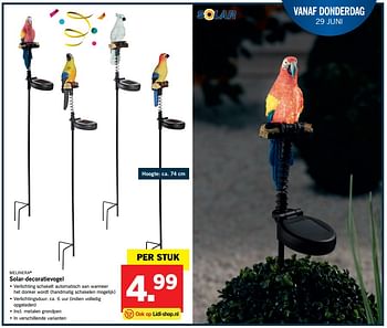 Aanbiedingen Solar-decoratievogel - Melinera - Geldig van 26/06/2017 tot 02/07/2017 bij Lidl