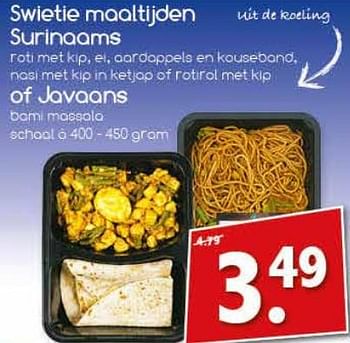 Aanbiedingen Swietie maaltijden surinaams of javaans - Swietie - Geldig van 26/06/2017 tot 01/07/2017 bij Agrimarkt