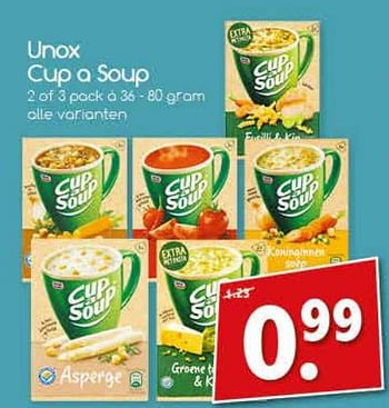 Aanbiedingen Unox cup a soup - Unox - Geldig van 26/06/2017 tot 01/07/2017 bij Agrimarkt