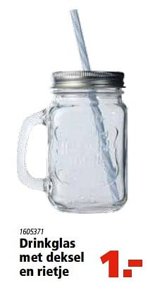 Aanbiedingen Drinkglas met deksel en rietje - Huismerk - Marskramer - Geldig van 29/06/2017 tot 12/07/2017 bij Marskramer
