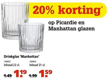 Aanbiedingen Drinkglas manhattan - Huismerk - Marskramer - Geldig van 29/06/2017 tot 12/07/2017 bij Marskramer