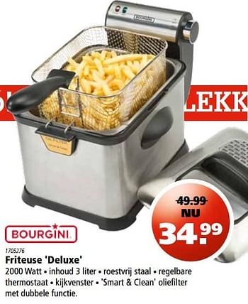 Aanbiedingen Bourgini friteuse deluxe - Bourgini - Geldig van 29/06/2017 tot 12/07/2017 bij Marskramer