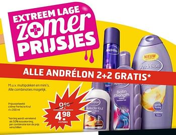 Aanbiedingen Andrélon crème perfecte krul - Andrelon - Geldig van 27/06/2017 tot 02/07/2017 bij Trekpleister