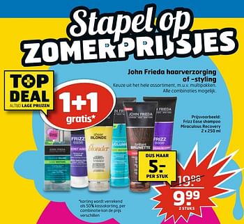 Aanbiedingen John frieda frizz ease shampoo miraculous recovery - John Frieda - Geldig van 27/06/2017 tot 02/07/2017 bij Trekpleister